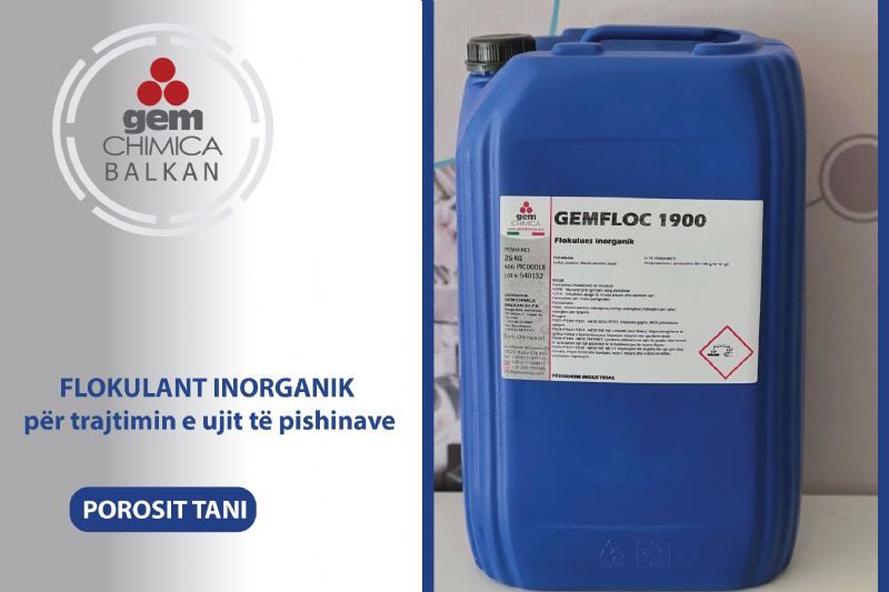 Flokulant inorganik per trajtimin e ujit, Kimikat per trajtimin e ujerave industriale, Flokulant per pishina me perberje inorganike, Kimikate per pastrimin e ujit, Agjent per heqjen e sedimentit nga Gem Chimica